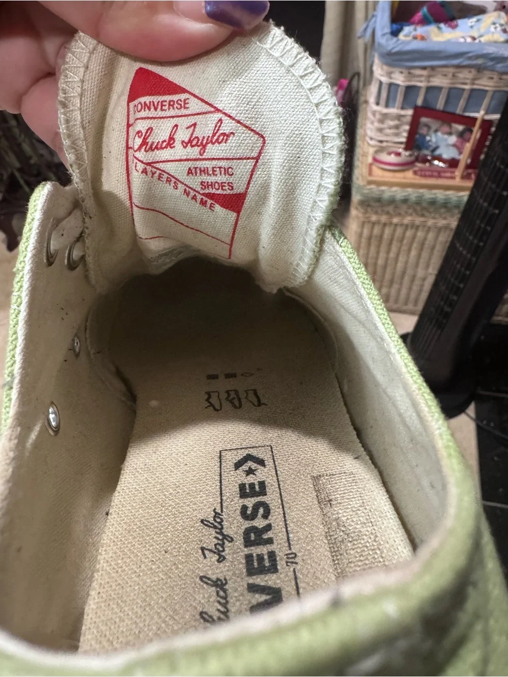 Converse Low Top Canvas Sneakers - Light Green with White Accents - Picture 3 of 6